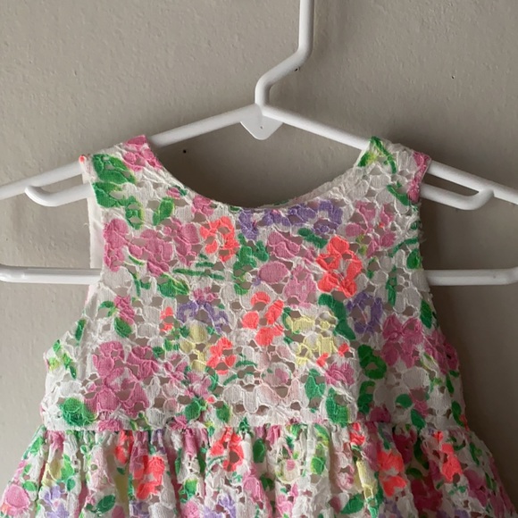 Children’s Place Pink and purple Spring/Summer Floral Lace Dress, 9-12 months - Picture 2 of 7